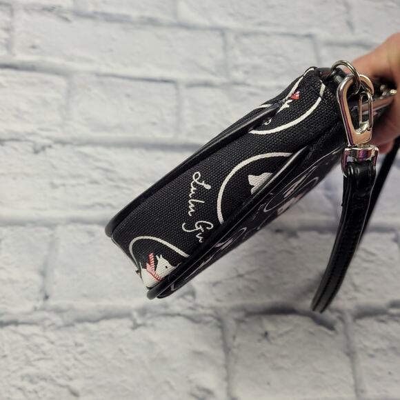 Lulu Guinness London Scottie Dog Leather-Trimmed Canvas Handle Bag - Picture 10 of 15